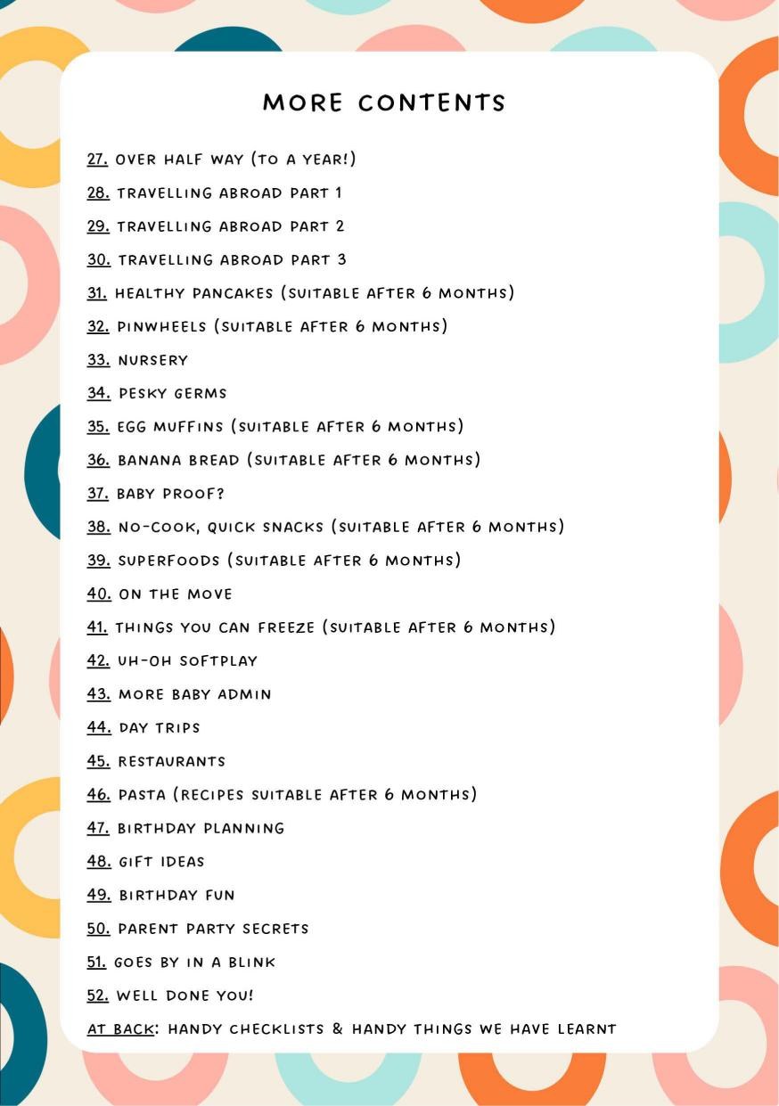 New Parent Weekly Planner - more contents pages 27–52